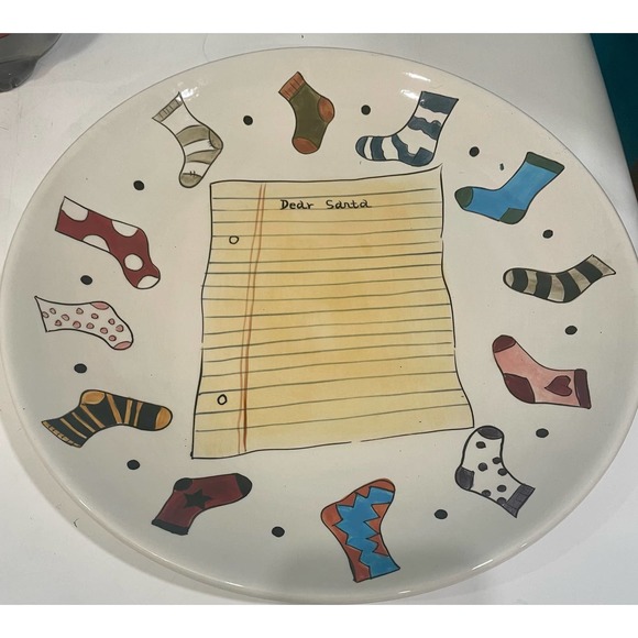 Tabletops Unlimited Dear Santa Plate  11.5" Written on with Dry Erase Marker - Picture 1 of 4